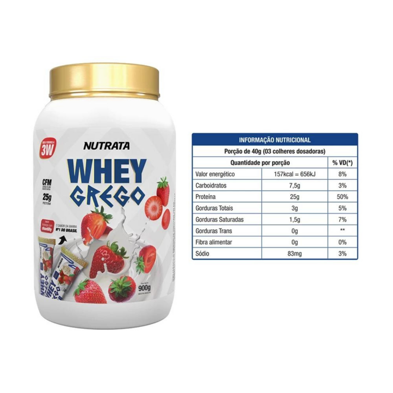 Whey Protein 3w Whey Grego 900g - Nutrata